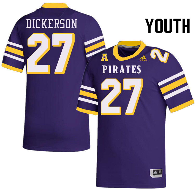 Youth #27 Jason Dickerson ECU Pirates College Football Jerseys Stitched-Throwback